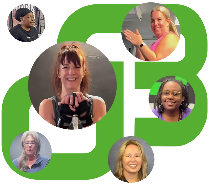 Women of different backgrounds celebrating progress in a supportive gym community